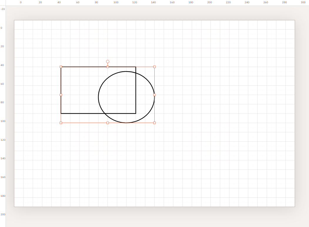 Overlapping rectangle and ellipse selected before Union