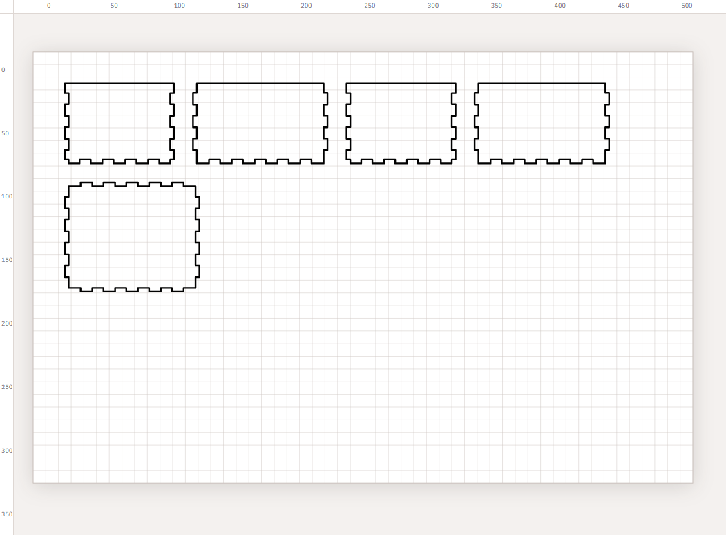 Finger-joint box panels laid out on the Kav2D page after Insert into editor