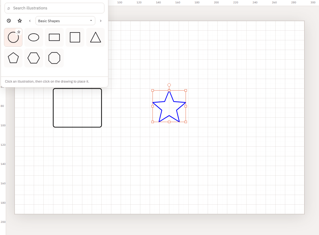 Inserted illustration recoloured and scaled next to other shapes