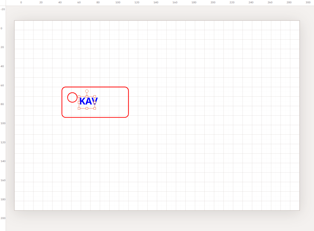 Finished drawing with red cut outlines and blue text prepared for export