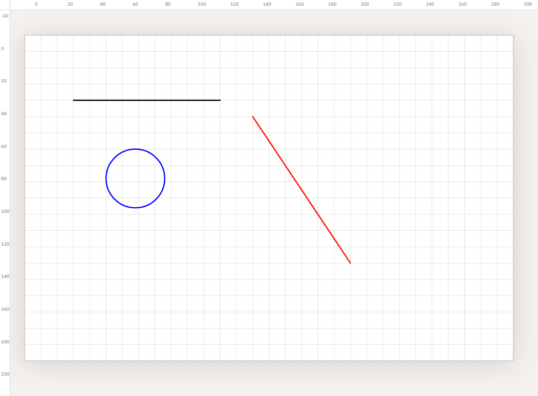 Imported DXF lines and circles on the Kav2D page