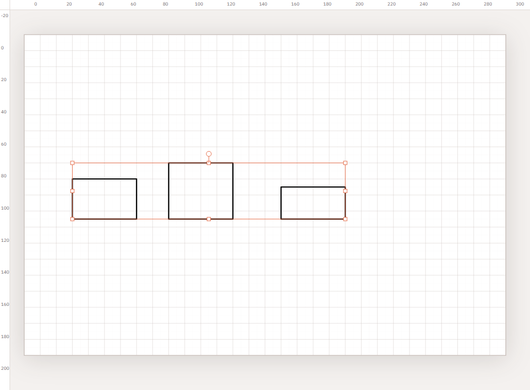 Three rectangles sharing a bottom edge after Align bottom