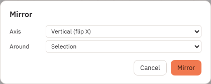 Mirror dialog with Axis Vertical flip X and Around Selection